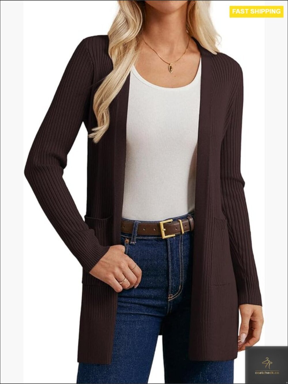 Long Sleeve Cardigan Sweater Open Front Lightweight Knit Classic Slim Fit